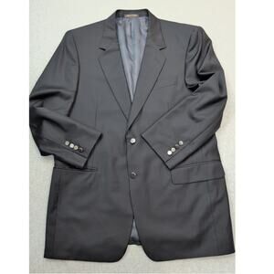 Trussini Sportcoat Jacket Black US 44 2 Button 100% Wool EUR 54 Made in Italy